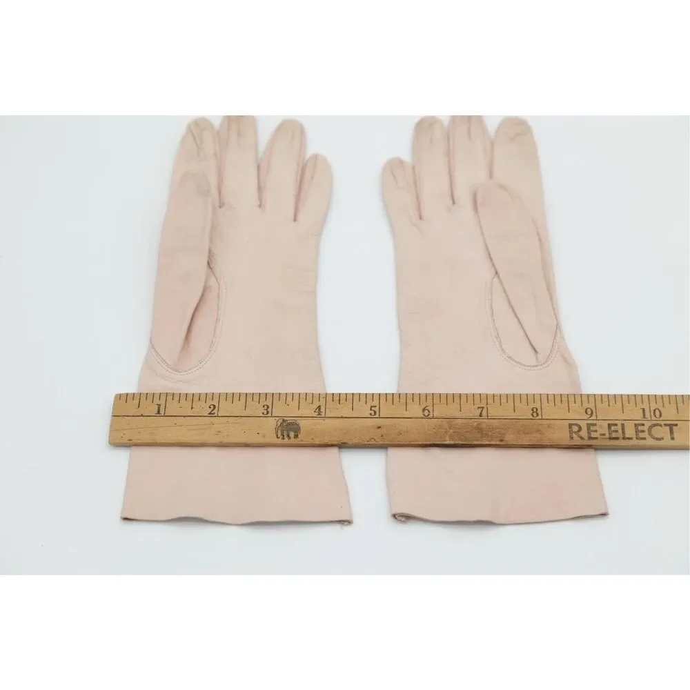 Vintage 1950s Kid Leather Gloves Women’s Size 7 Pink Blue‎ Stamp 10” Long
